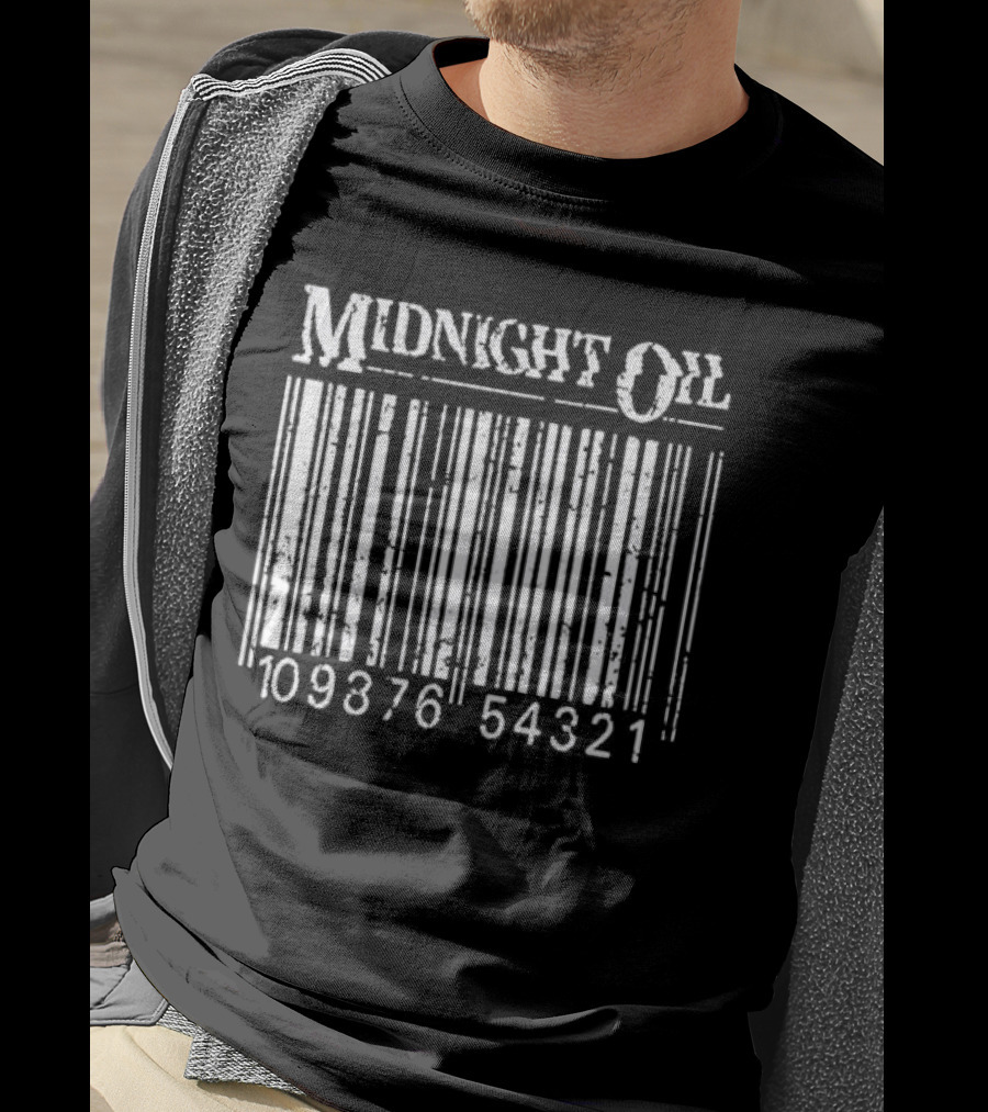 Midnight Oil Barcode 10987654321 Sporty Comfortable T-Shirt