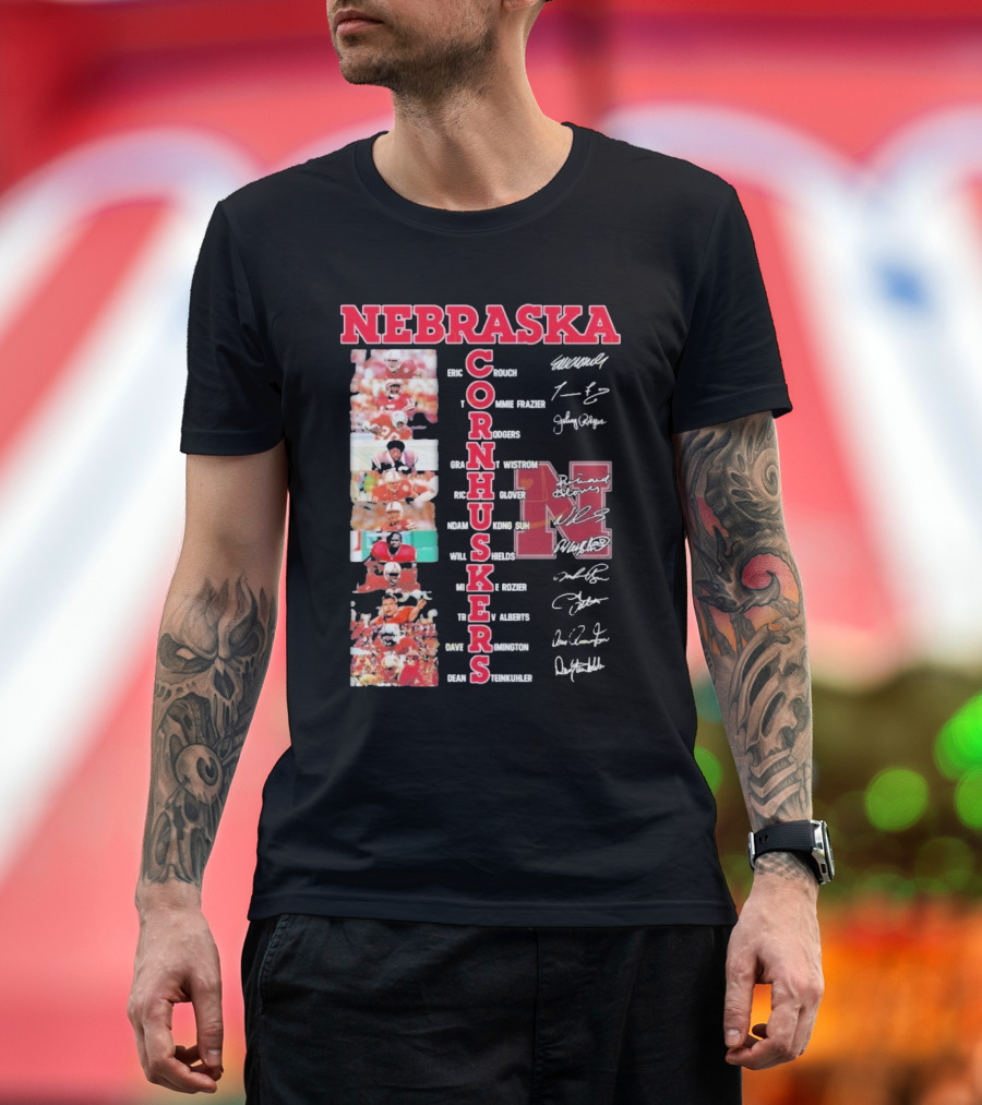 Nebraska Cornhuskers Football Legendary Player Signatures and Photos T-Shirt