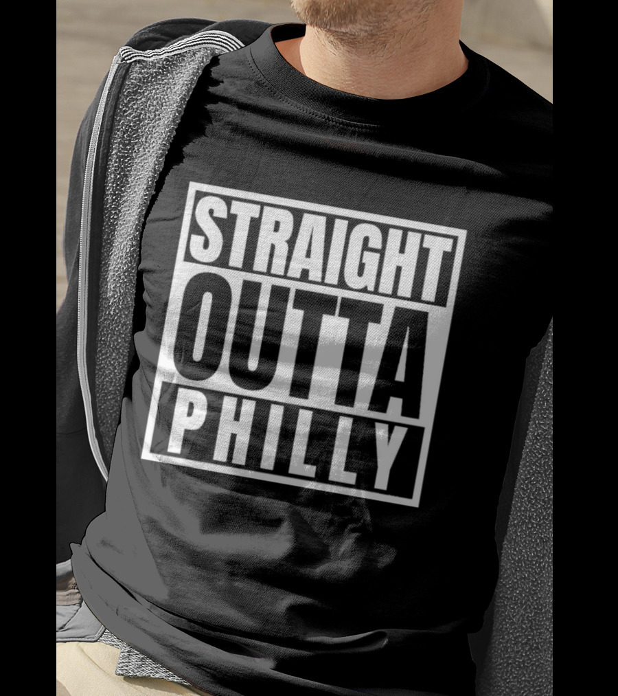 Straight Outta Philly Black White Bold Text Box T-Shirt