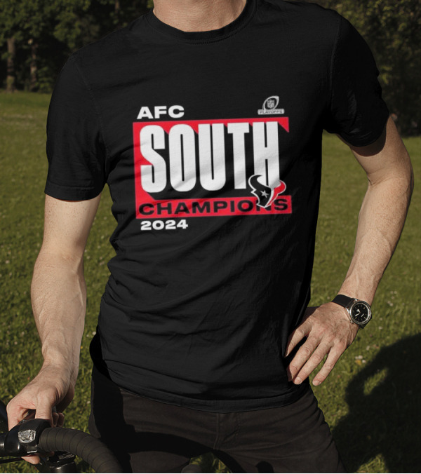 Houston Texans AFC South Champions 2024 Playoffs Logo Conquer T-Shirt