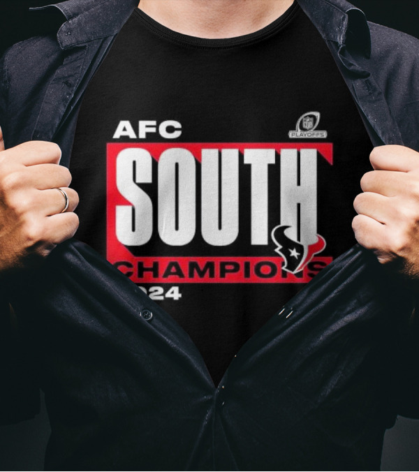 Houston Texans AFC South Champions 2024 Playoffs Logo Conquer T-Shirt