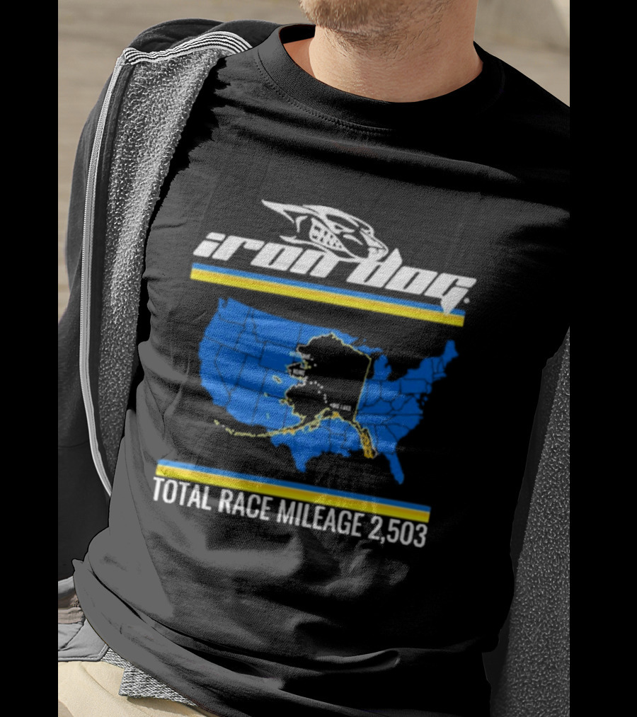 Iron Dog Total Race Mileage 2,503 How Tough Are You With Alaska Map T-Shirt