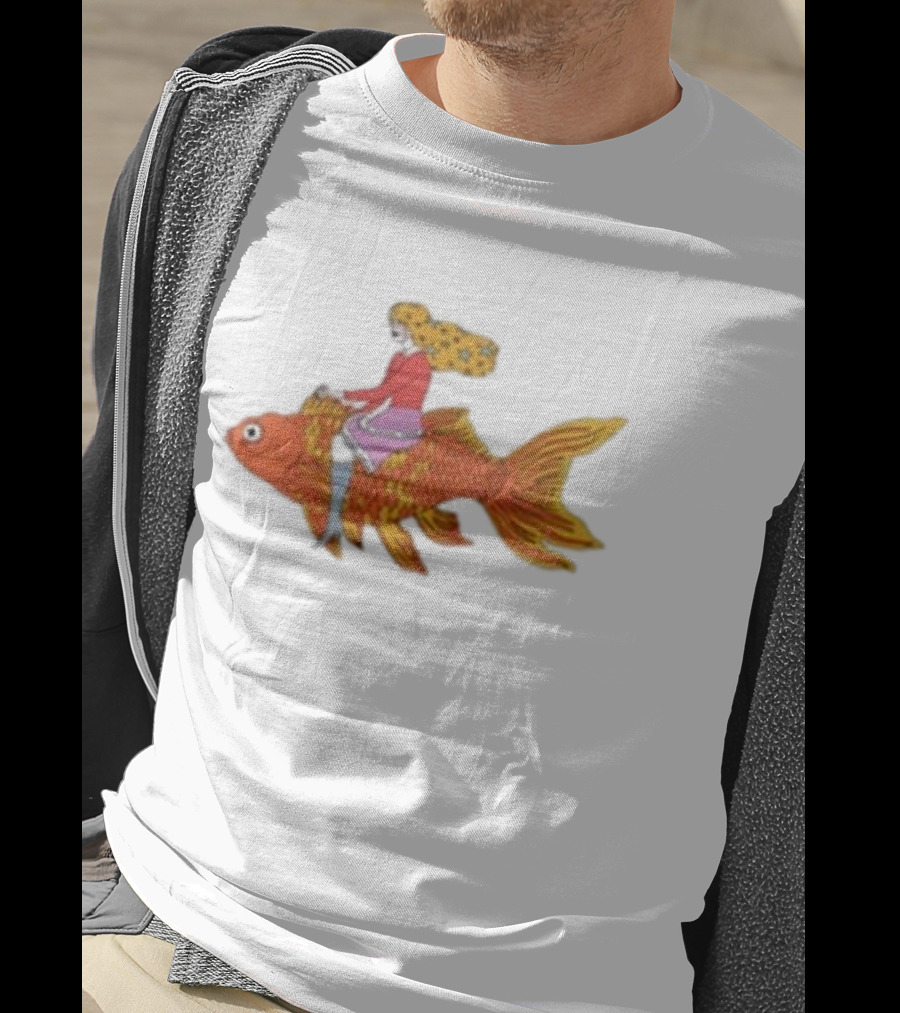 Kate Bollinger Riding Goldfish Retro Style Motif T-Shirt