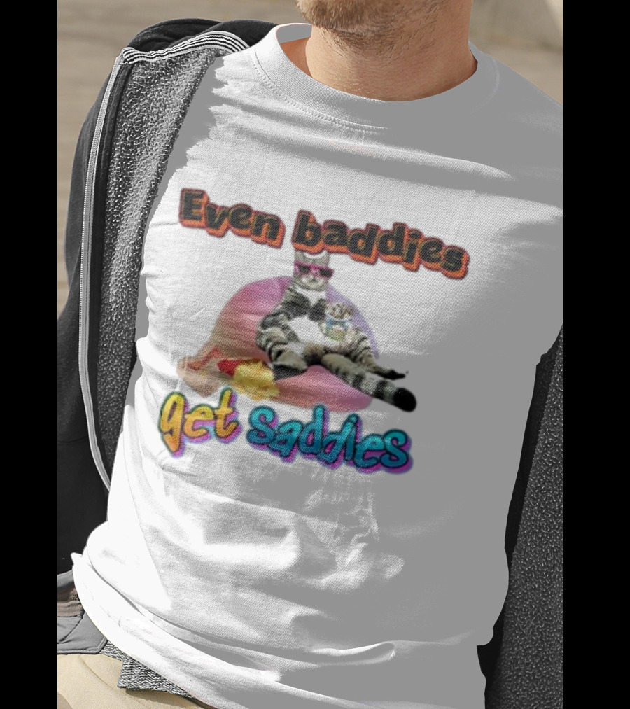 Even Baddies Get Saddies Cat Potato Chips Funny Ryan Primer T-Shirt