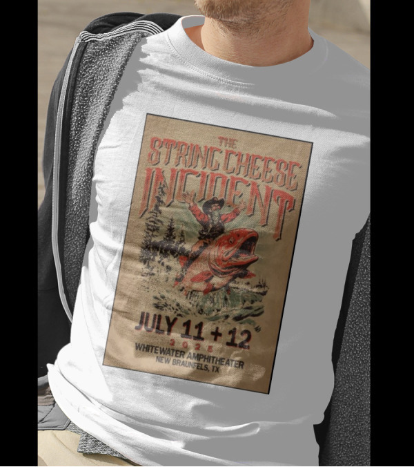 The String Cheese Incident Cowboy Riding Fish Whitewater Amphitheater New Braunfels July 11-12 2025 TX T-Shirt