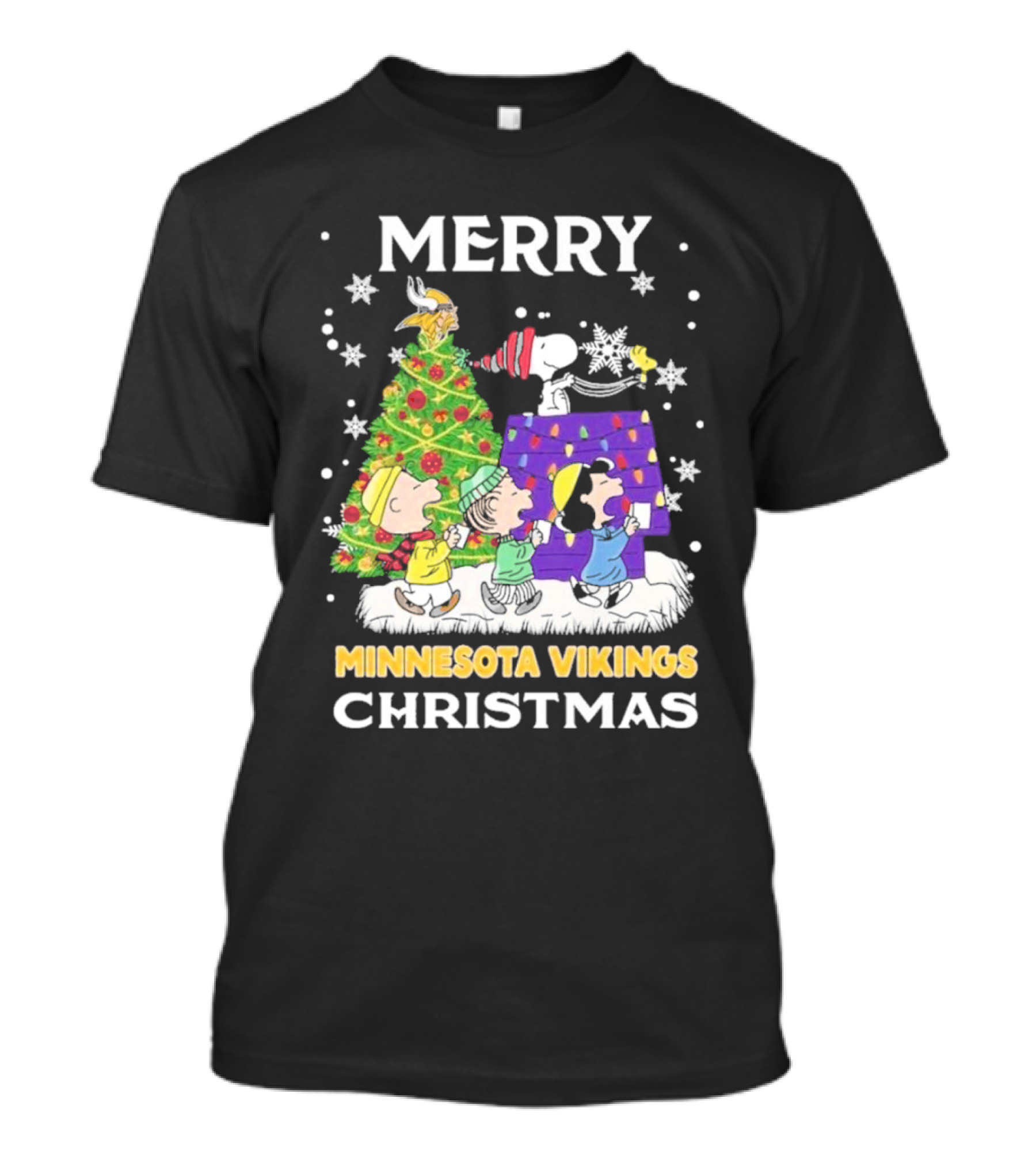 Merry Minnesota Vikings Christmas Snoopy Team Celebration T-Shirt