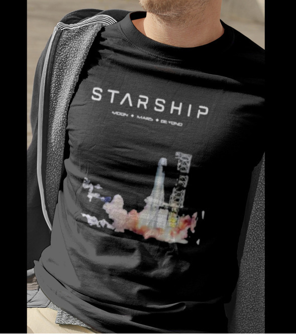 Starship Moon Mars Beyond 2025 Launch Rocket Vision T-Shirt