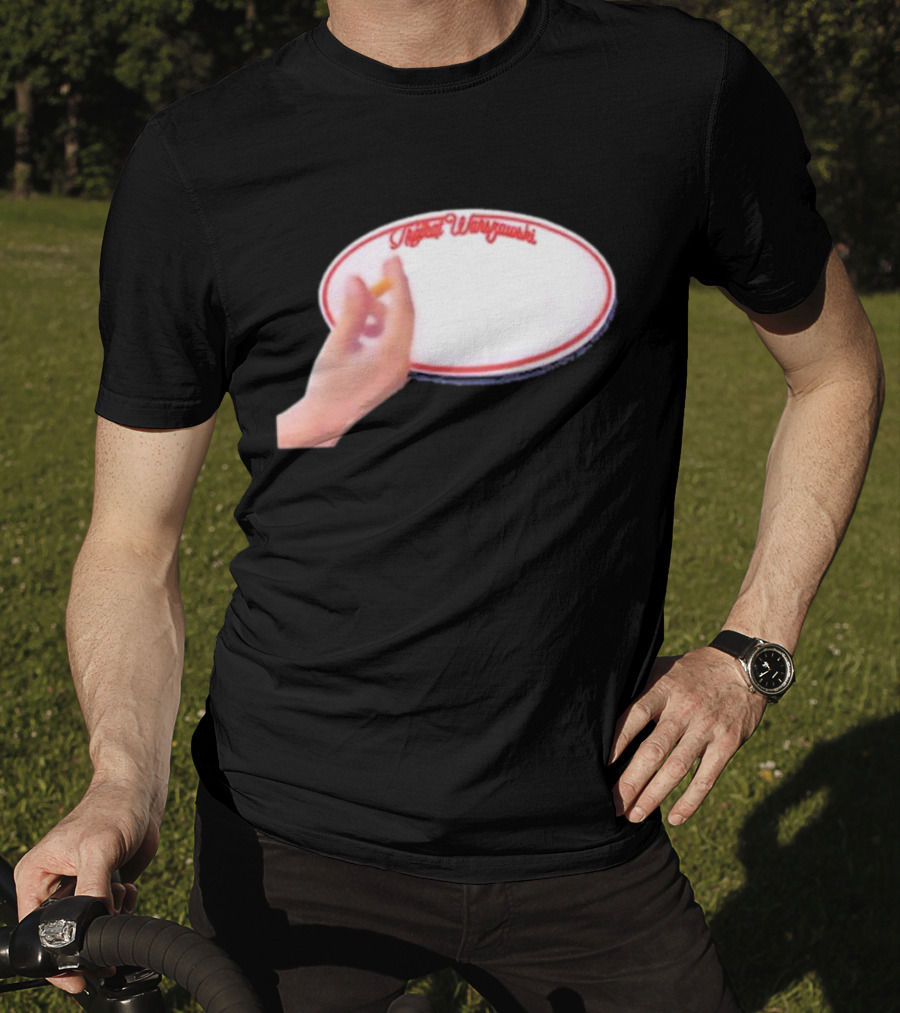 Trójkąt Warszawski White Plate With Hand And Cigarette T-Shirt