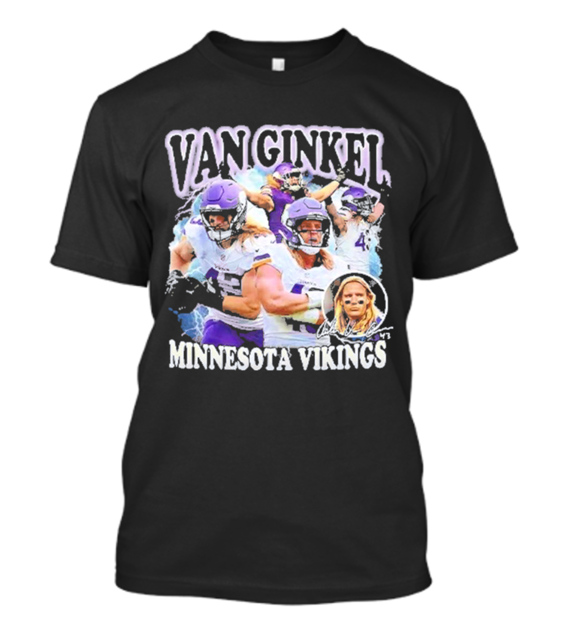 Van Ginkel Minnesota Vikings Football Action Montage T-Shirt