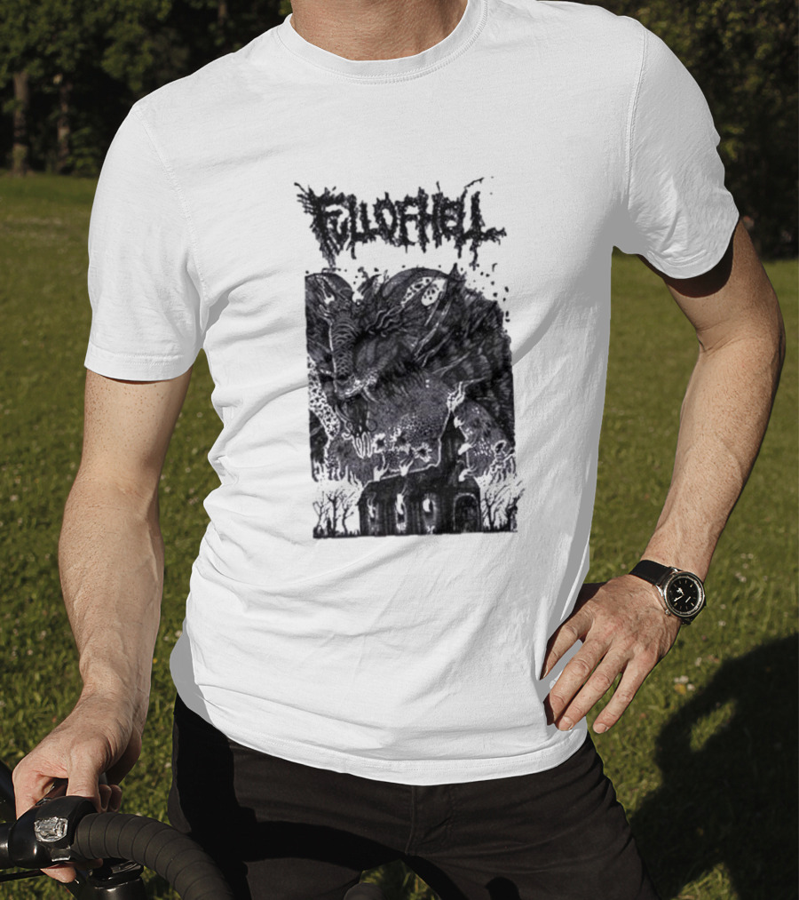 Full Of Hell Demon Goat Over Church Scene T-Shirt