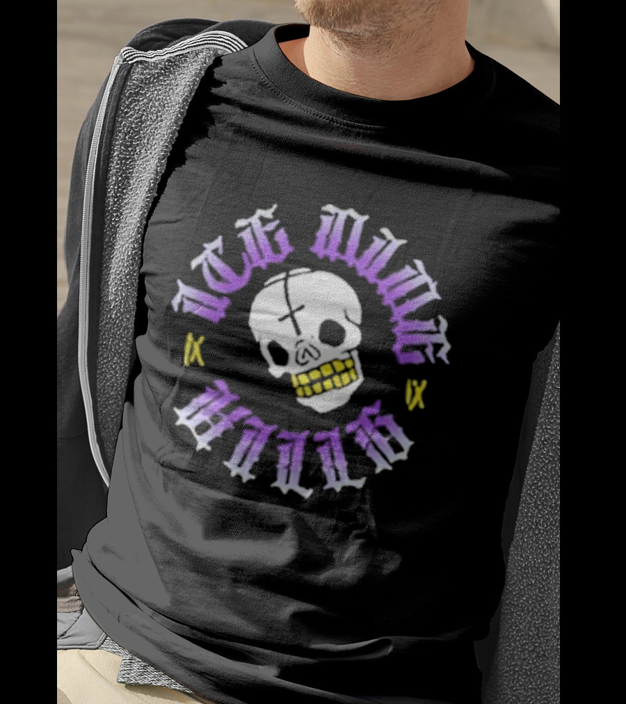 Ice Nine Kills Skull With Purple And Yellow Gothic Letters T-Shirt