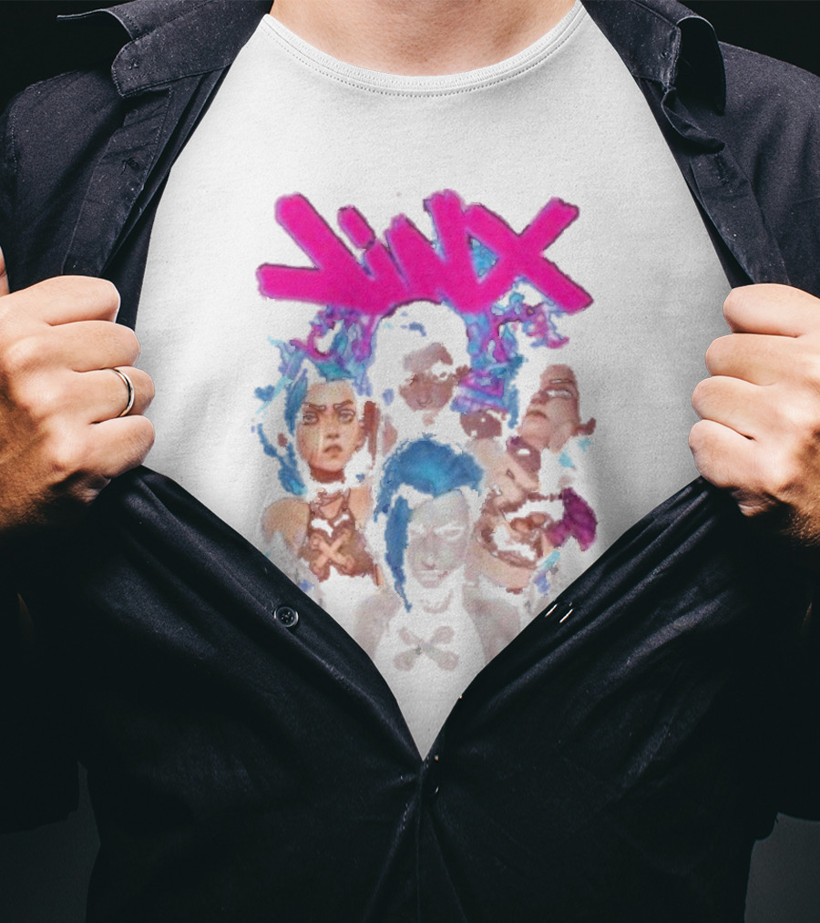 Jinx Arcane Vintage League Of Legends Character Montage T-Shirt