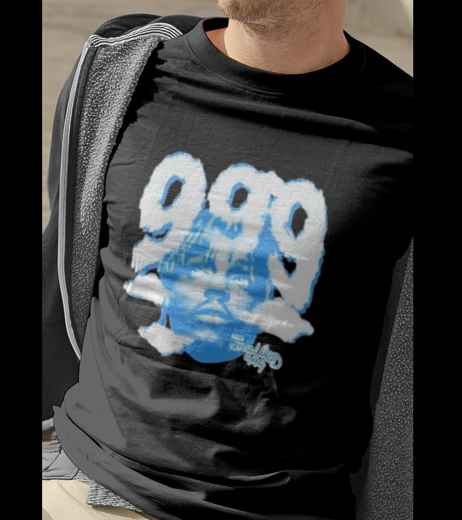 Juice Wrld 999 Clouds Portrait With Signature In Blue And White T-Shirt