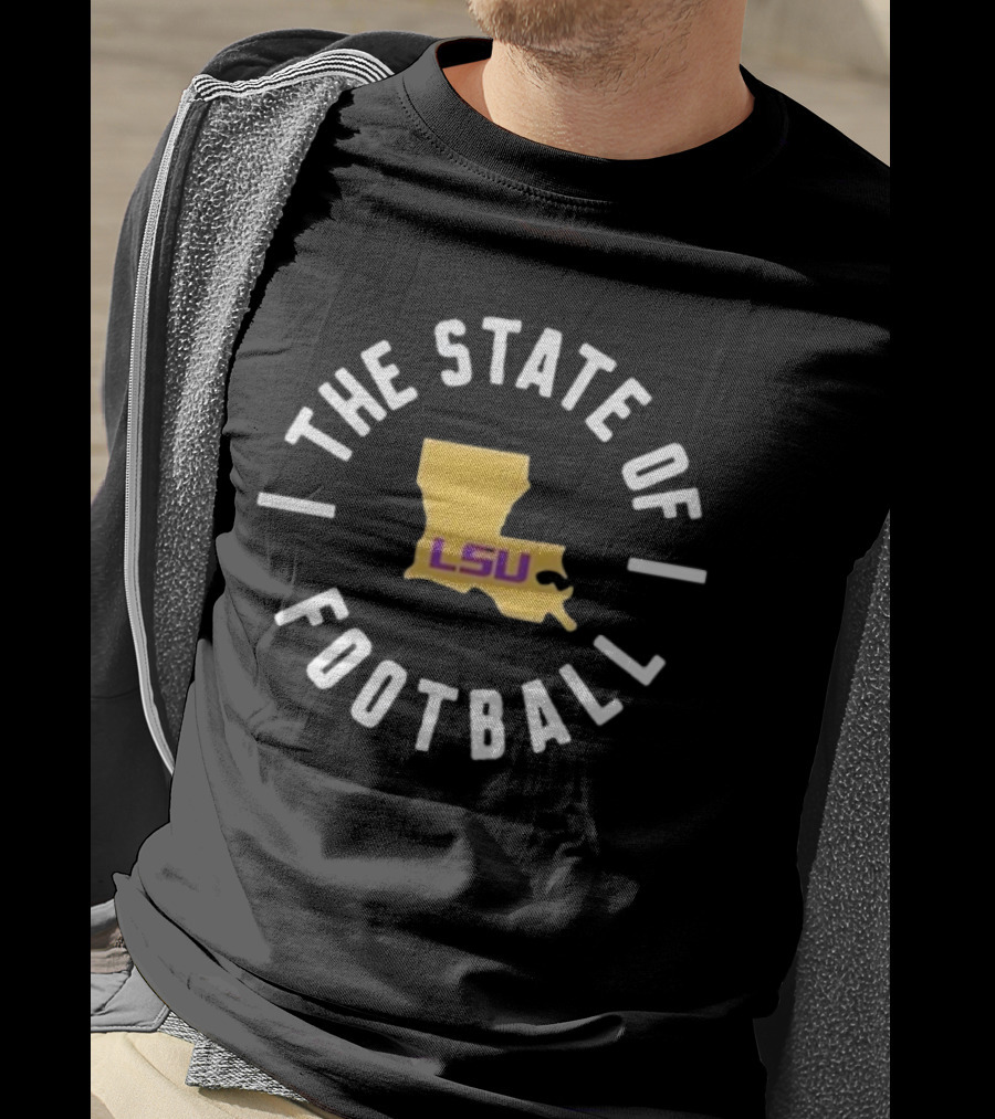 The State Of Football LSU Louisiana Map T-Shirt