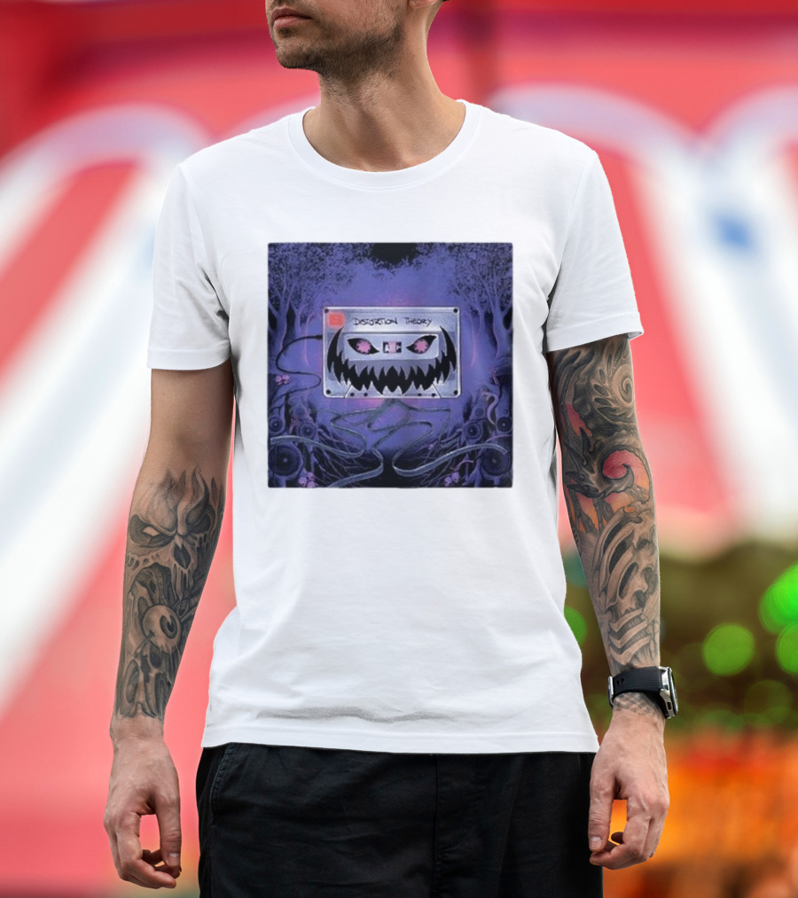 Tape B Distortion Theory Creepy Cassette in Haunted Woodland T-Shirt