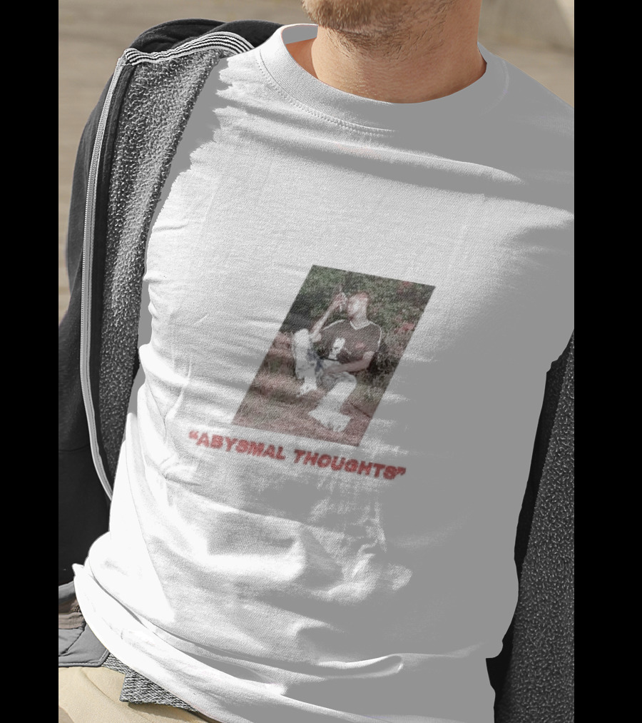 Abysmal Thoughts The Drums Album Art With Seated Figure And Nature Background T-Shirt