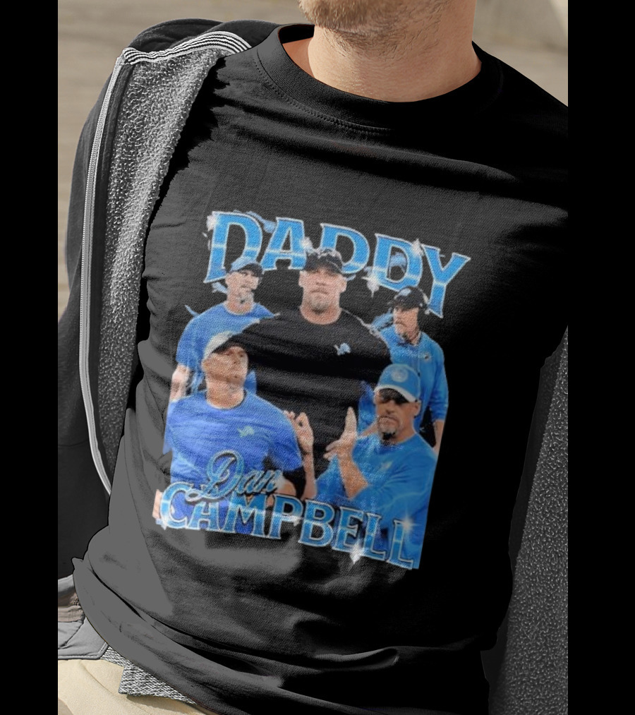 Daddy Dan Campbell Detroit Lions Football Coach Collage T-Shirt