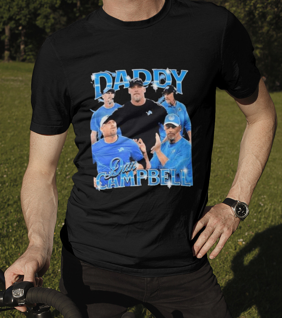Daddy Dan Campbell Detroit Lions Football Coach Collage T-Shirt