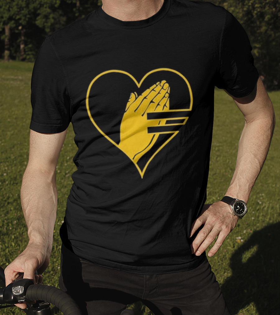 God Is Love Heart Praying Hands Yellow Equality T-Shirt