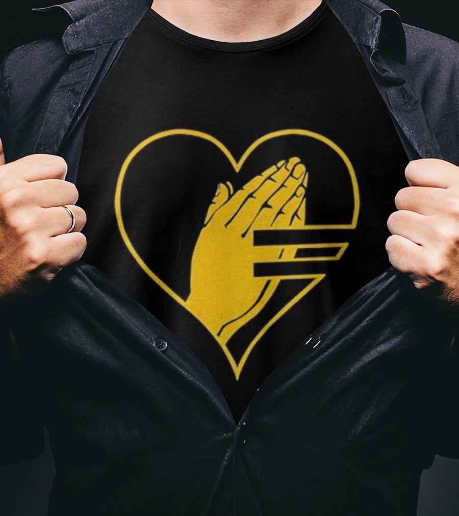 God Is Love Heart Praying Hands Yellow Equality T-Shirt