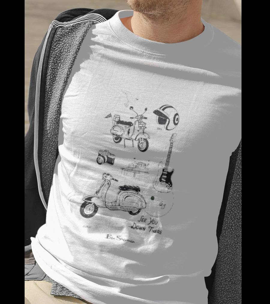 See You Down There Ben Sherman Scooter Guitar Helmet Camera T-Shirt
