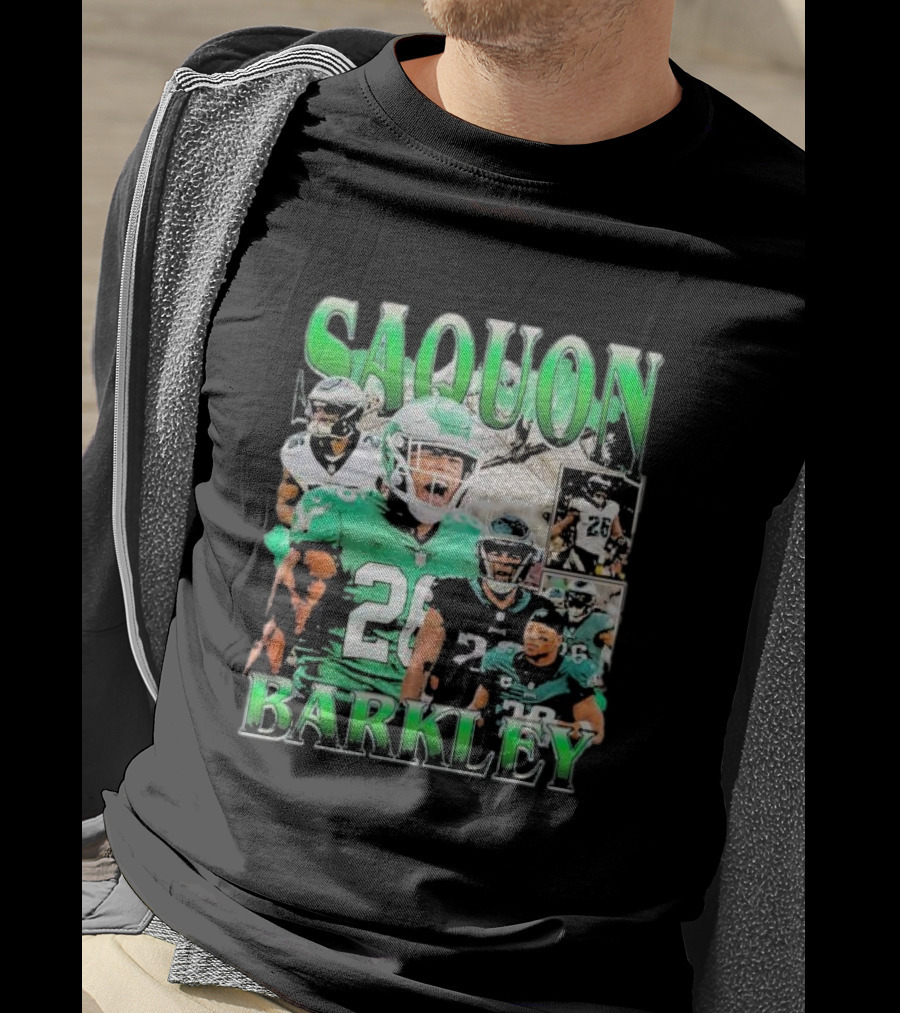 SAQUON BARKLEY Players In Green And Black Jersey Collage T-Shirt