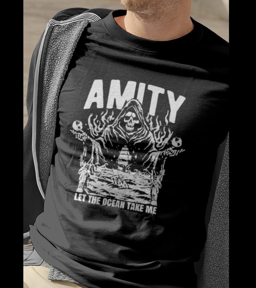 AMITY Let The Ocean Take Me Grim Reaper Ship Skull T-Shirt