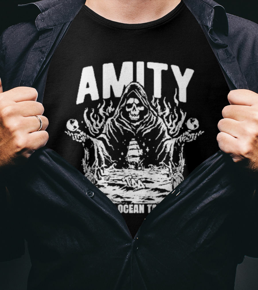 AMITY Let The Ocean Take Me Grim Reaper Ship Skull T-Shirt