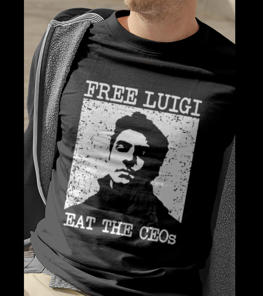 Free Luigi Eat The CEOs Stencil T-Shirt