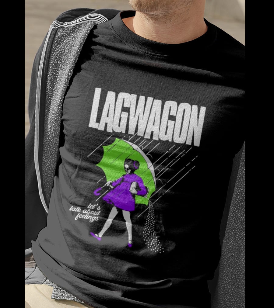 Lagwagon Let’s Talk About Feelings Green Umbrella Rain Girl Salty T-Shirt