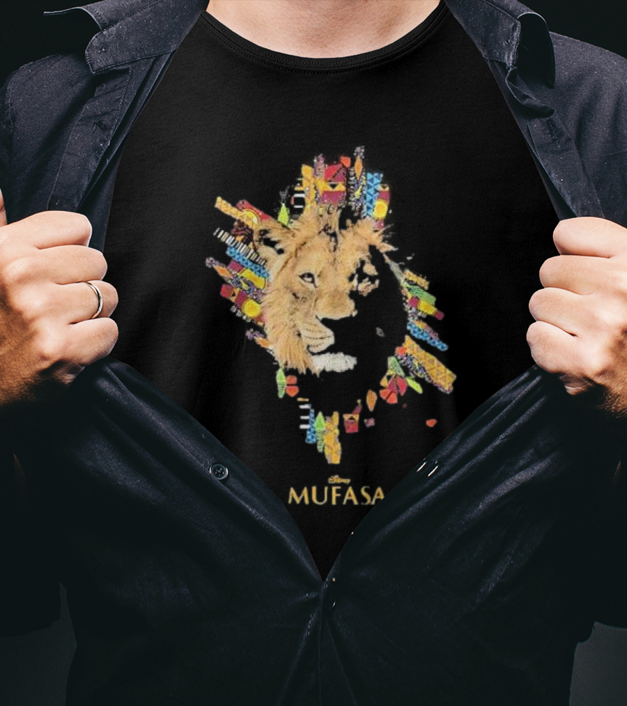 Disney Mufasa Legacy Of The Pride Lands Vibrant Tribal Lion Face T-Shirt