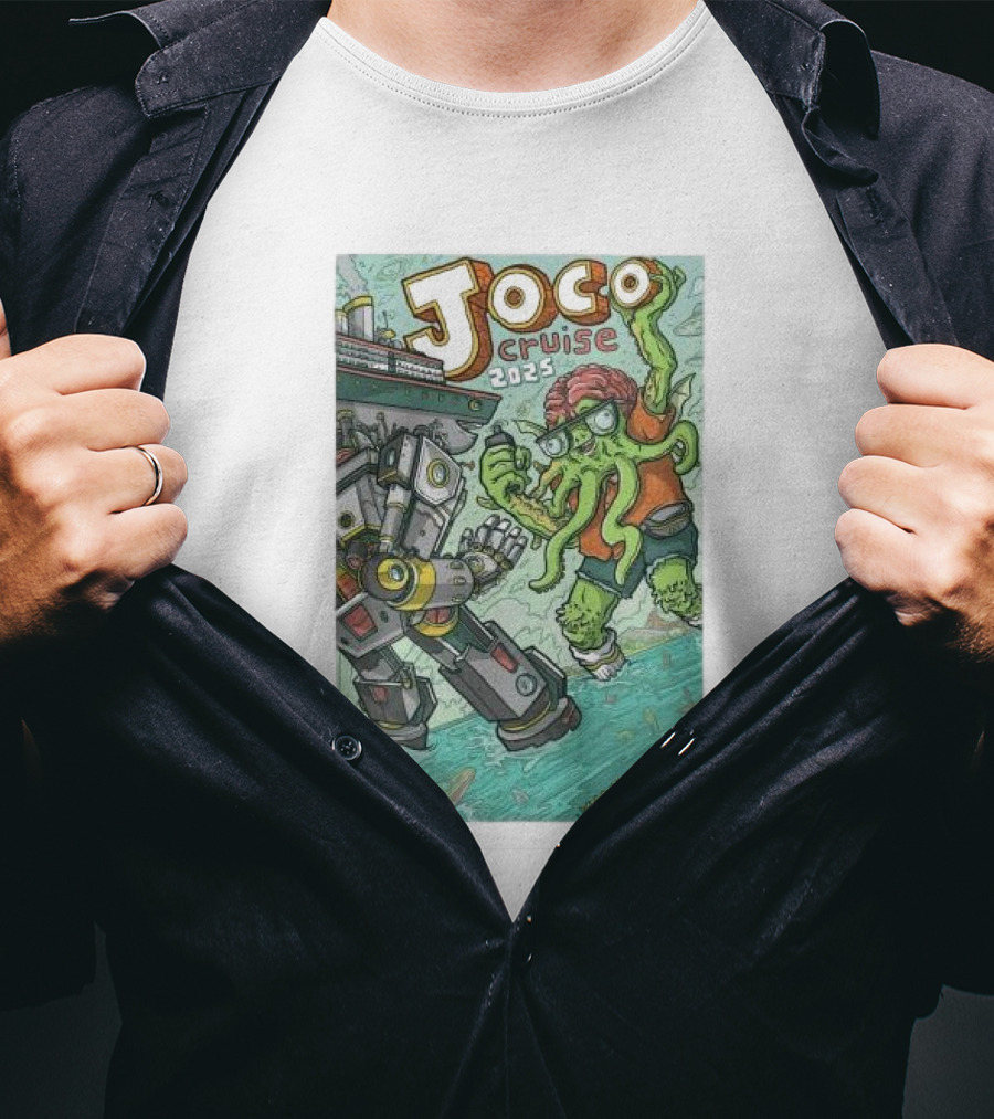 Joco Cruise 2025 Fort Lauderdale Robot Vs. Tentacle Monster March 2-9 T-Shirt