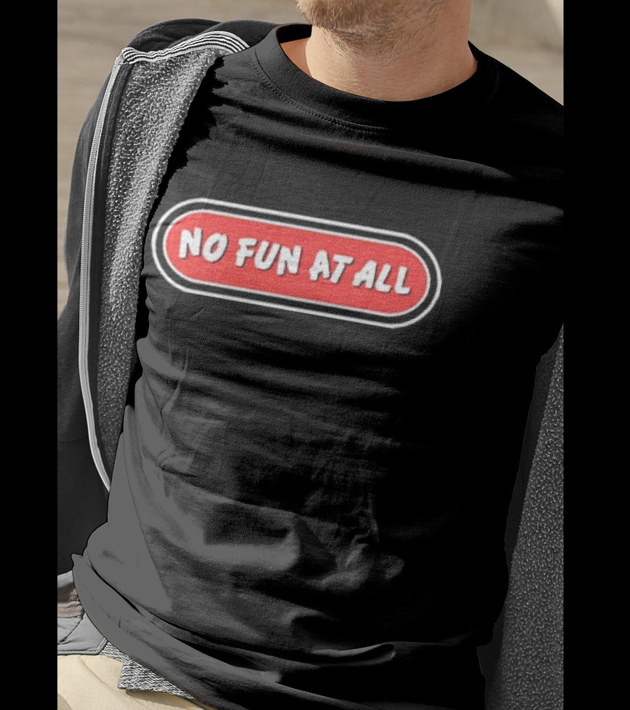 No Fun At All Classic Logo Red Oval Text T-Shirt