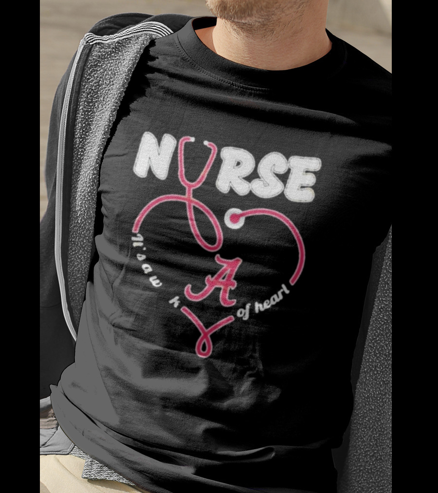 Alabama Crimson Tide Nurse Stethoscope A Work Of Heart T-Shirt