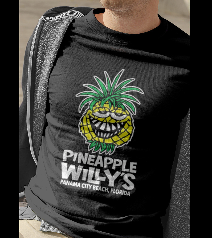 Pineapple Willy's Panama City Beach Florida Smiling Pineapple Face T-Shirt
