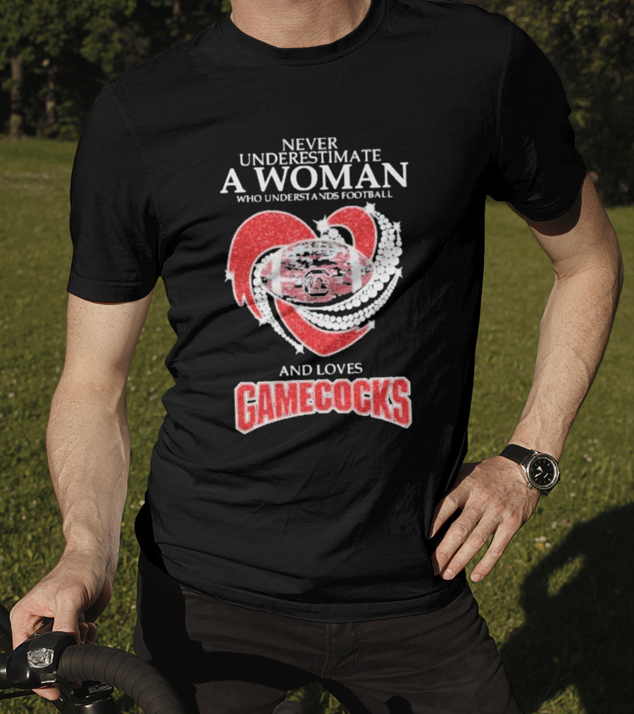 Never Underestimate A Woman Who Understands Football And Loves Gamecocks T-Shirt