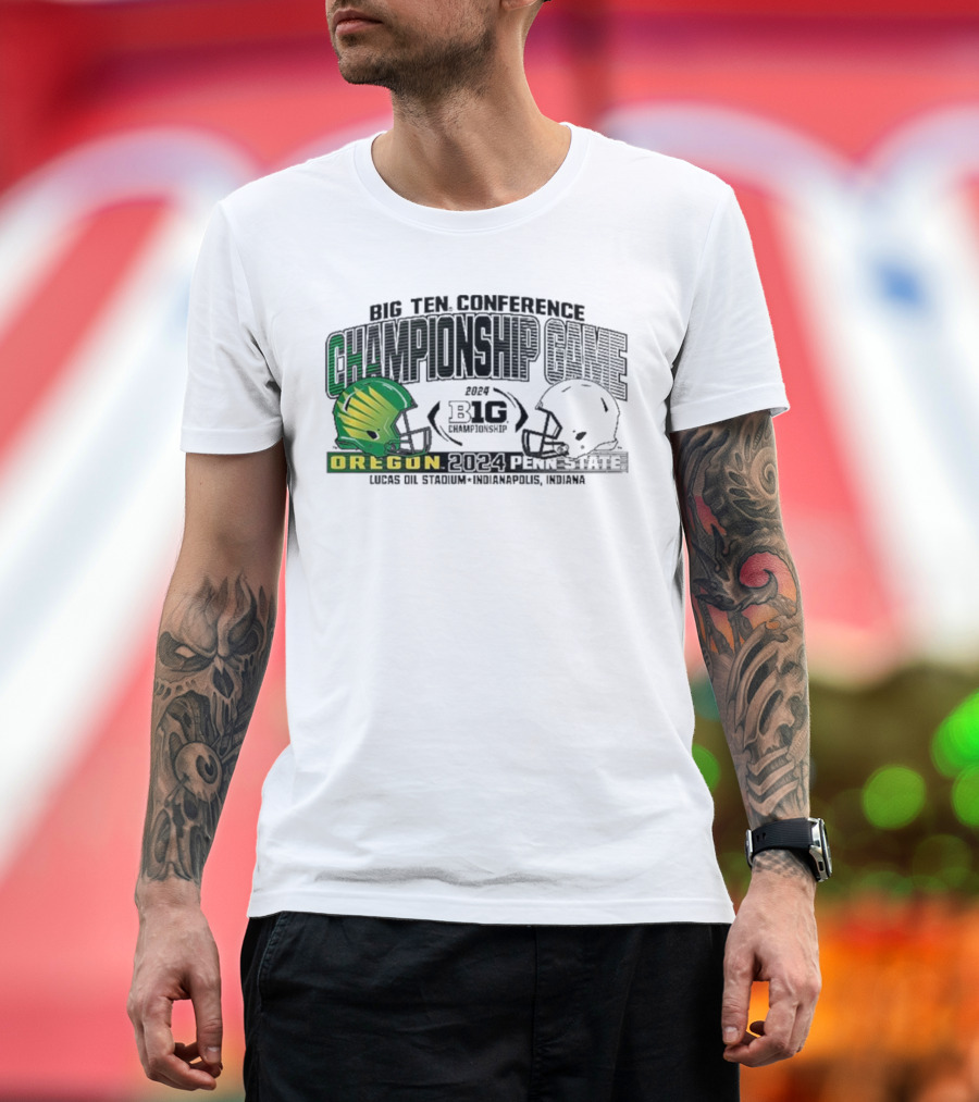 Big Ten Conference Championship Game 2024 Oregon vs. Penn State Lucas Oil Stadium Indianapolis Indiana T-Shirt