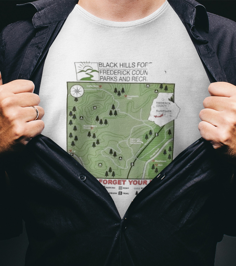 Black Hills Forest Frederick County Parks And Rec Map Burkeville Don’t Forget Your Map T-Shirt