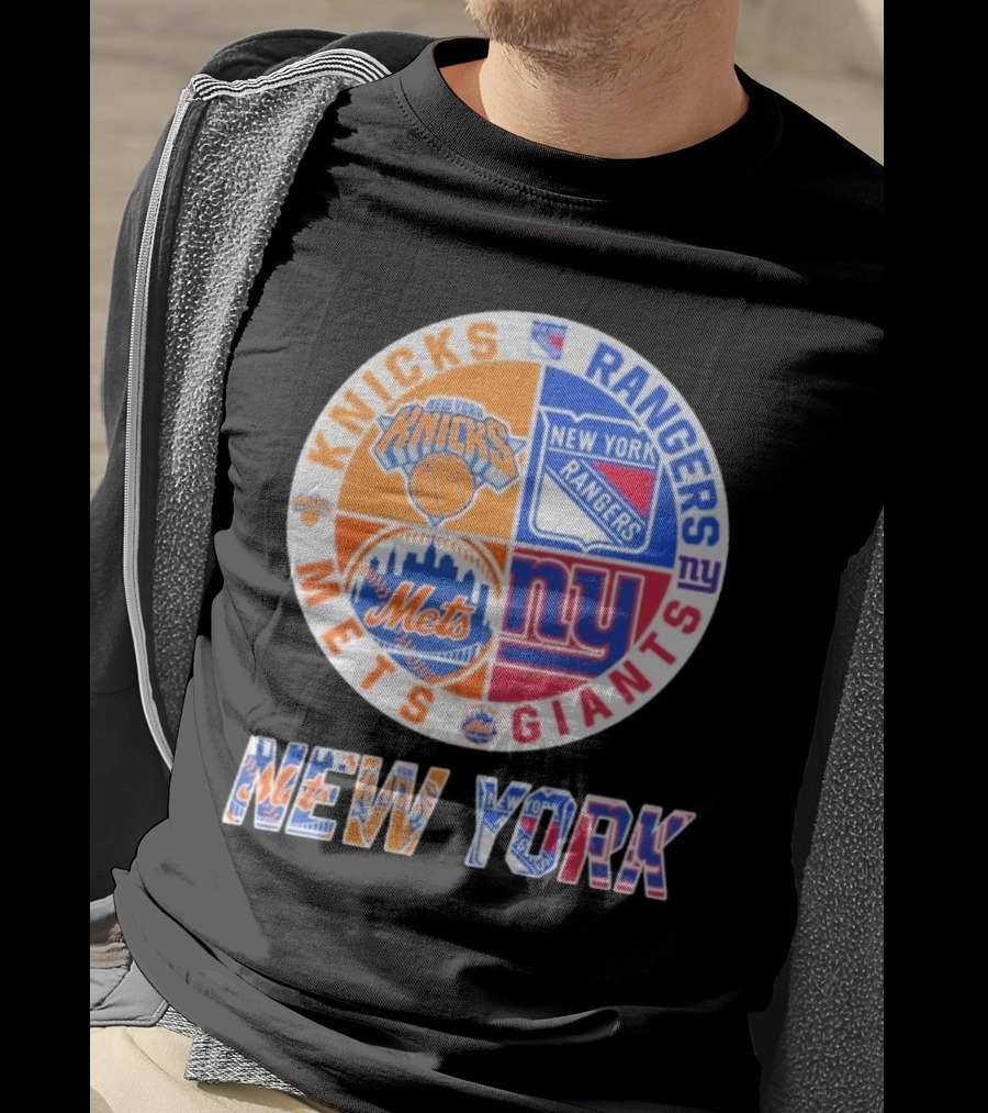 New York Knicks Rangers Mets Giants Mashup T-Shirt