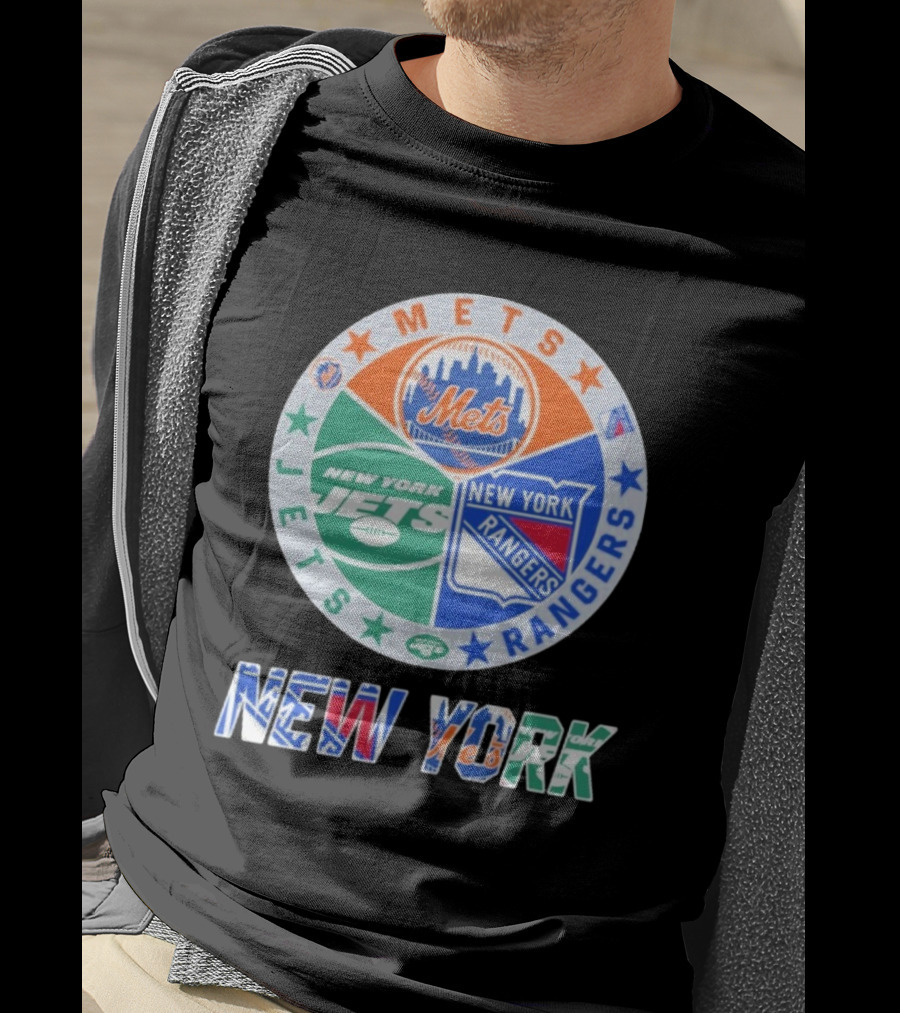 New York Mets Jets Rangers Logo Collaboration T-Shirt