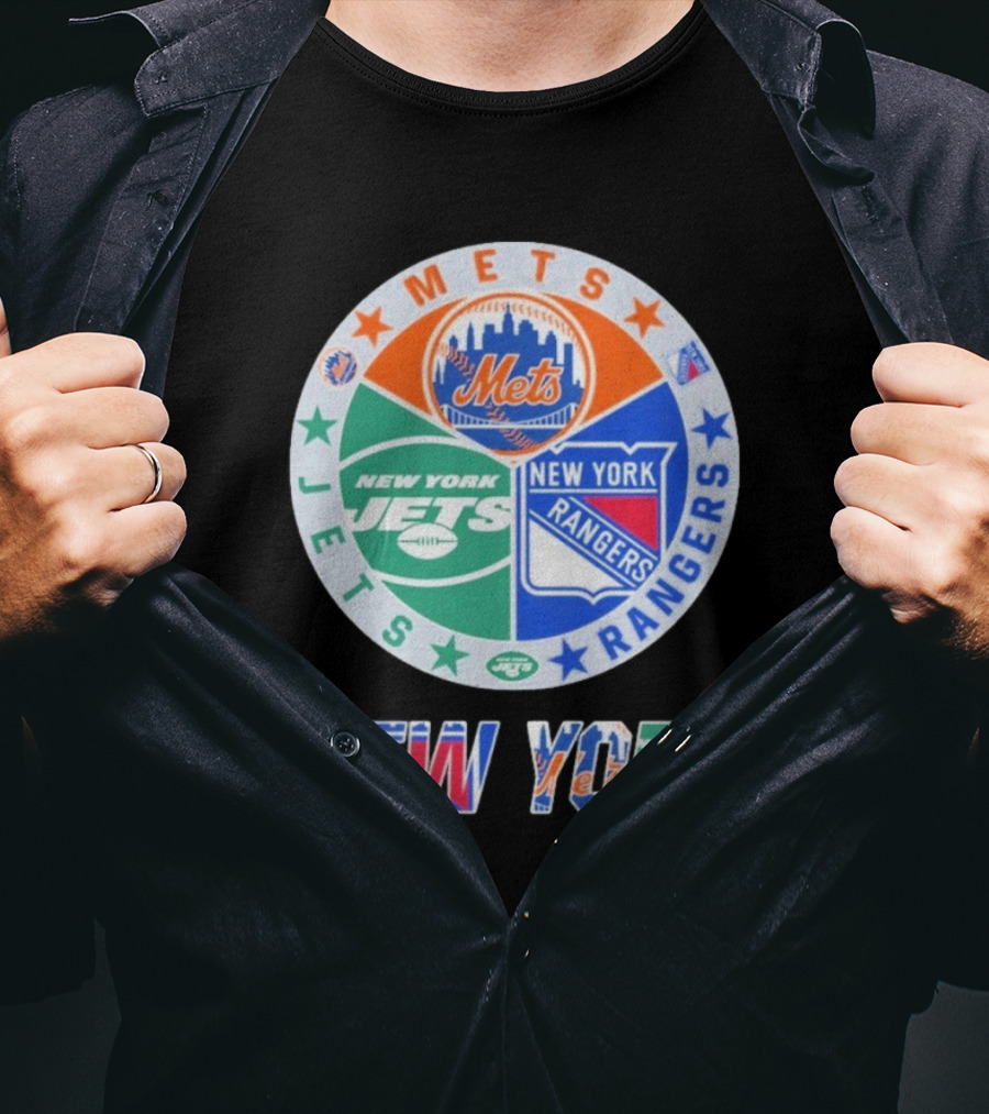 New York Mets Jets Rangers Logo Collaboration T-Shirt
