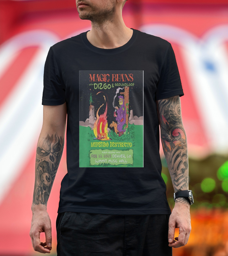 Magic Beans With Dizgo and Groundloop Impendo Destructo February 22 2025 Denver CO Summit Music Hall Album Release Show T-Shirt