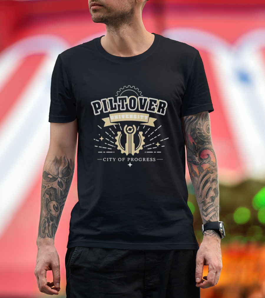 Piltover University City Of Progress Gear Emblem T-Shirt