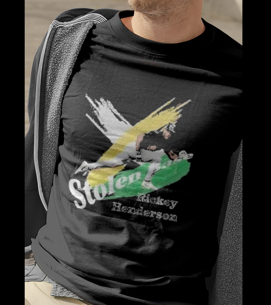 Rickey Henderson Stolen Base Dynamic Action T-Shirt