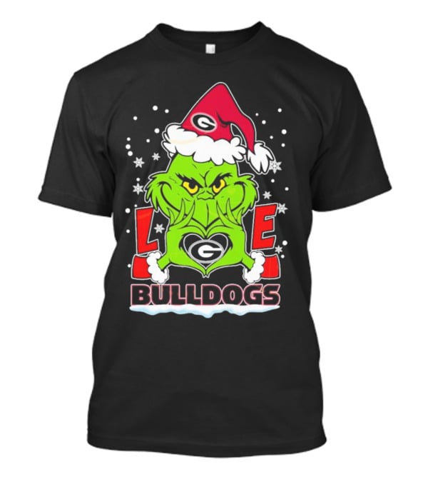Grinch Santa Hat Georgia Bulldogs Love Christmas T-Shirt
