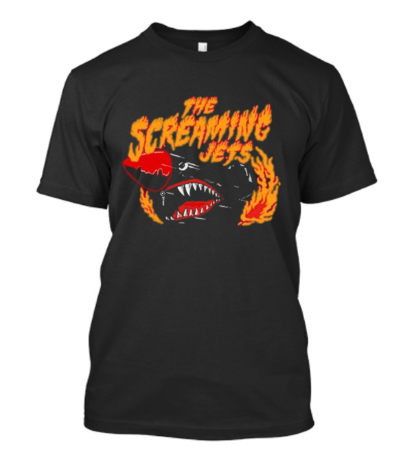 The Screaming Jets Flaming Jet With Shark And Flames T-Shirt