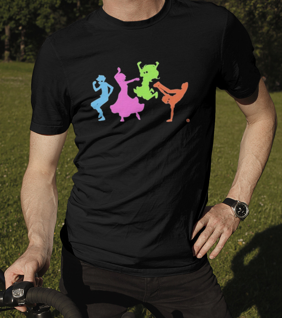 Topatoco Dance Neon Silhouettes Of Four Characters In Motion T-Shirt