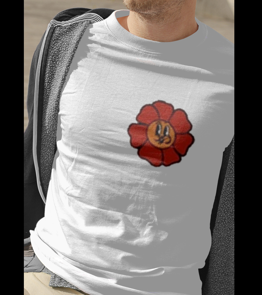 Ludwig Mogul Mogi Red Flower Cartoon Face T-Shirt