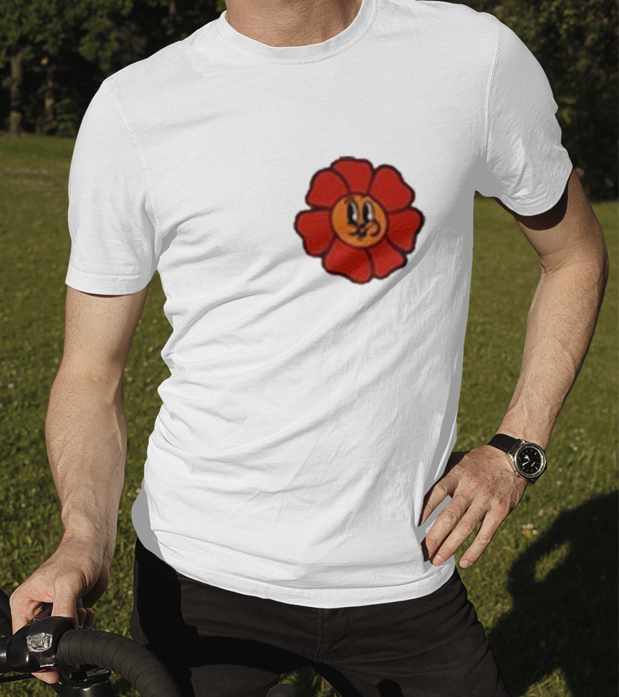 Ludwig Mogul Mogi Red Flower Cartoon Face T-Shirt