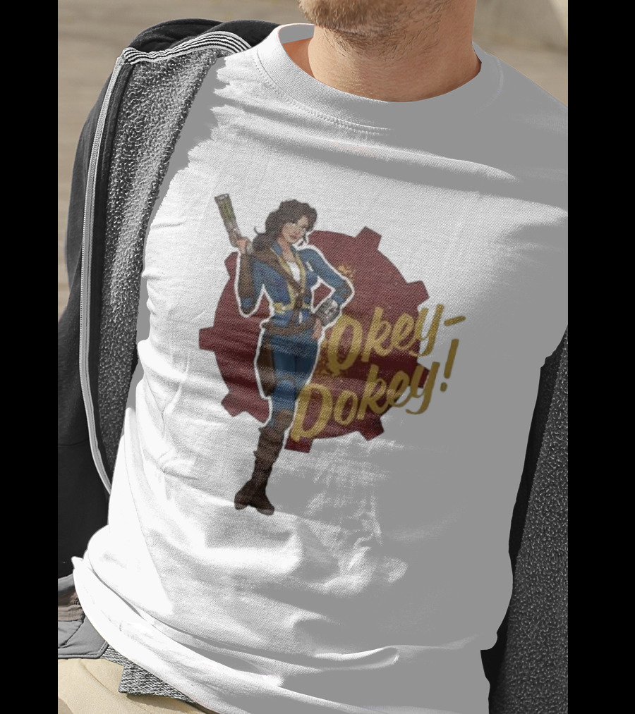 Spartan117gw Lucy Okey Dokey Fallout Vault Suit Gear Iconic Pose T-Shirt